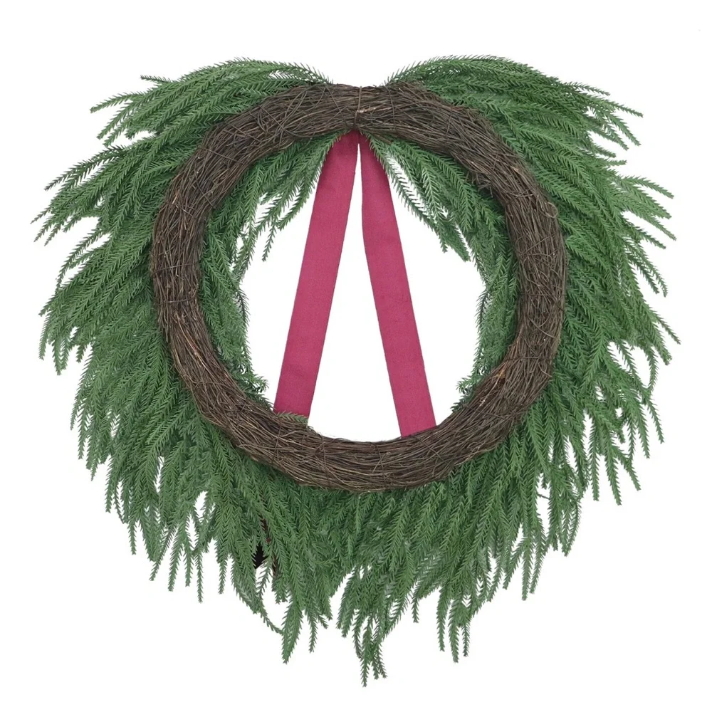 My Texas House Evergreen Natural Feel Norfolk Artificial Christmas Wreath 22”